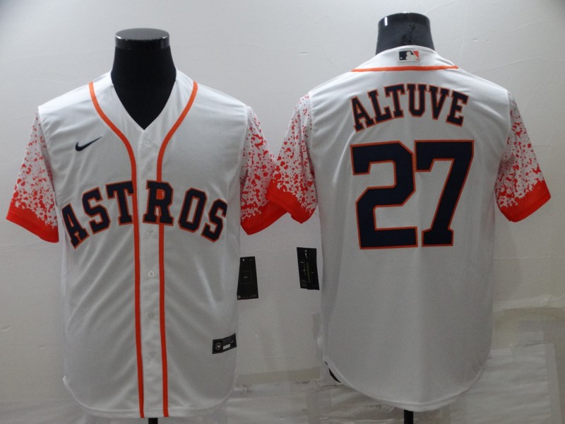 Men's Houston Astros #27 Jose Altuve White Cool Base Stitched Baseball Jersey Men's Houston Astros #27 Jose Altuve White Cool Base Stitched Baseball Jersey